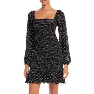 WAYF Ditsy Floral Square Neckline Ruffle Smock Mini Dress Size S EUC Cocktail